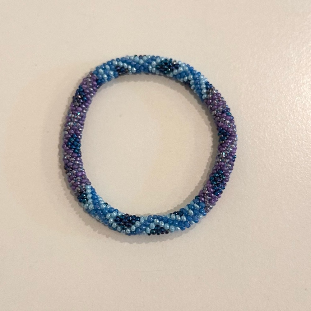 Lily and Laura Blue and Purple Pattern Beaded Bracelet